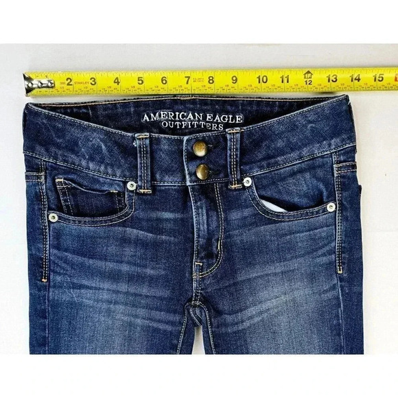 American Eagle Outfitters Size 2 Regular Super Stretch Artist Crop Blue Jeans - Picture 2 of 13